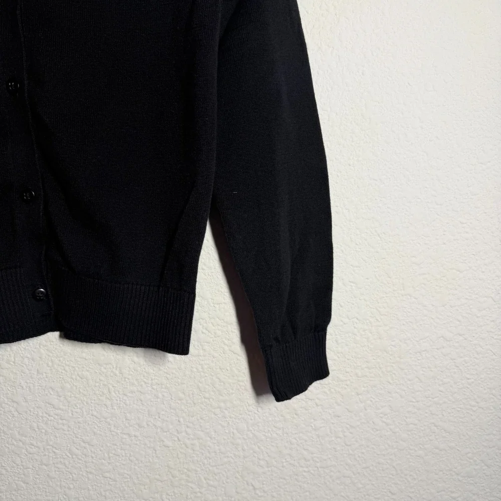 The Children's Place Cardigan Sweater Girls Medium 7/8 Black Ribbed Button Front